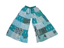 Indian Vintage Rayon Patchwork Wide Leg Hippie Boho Gypsy Palazzo Pants Trouser