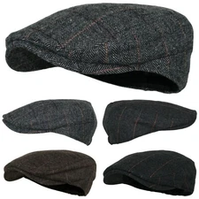 Classic Men's Wool Blend Plaid Tweed Newsboy Ivy Gatsby Cabbie Driving Golf Hat