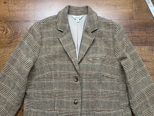 Giacca blazer donna LL Bean misto lana e seta marrone pied de poule - taglia 1X - Foto 2 di 9