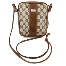  RARE Vintage Gucci Shoulder Bag Crossbody GG PVC Leather Authentic From Japan