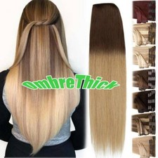 Russian Remy Double Weft Clip In Human Hair Extensions Full Head Ombre THICK US
