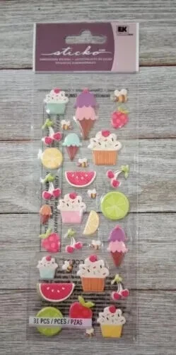 Pegatinas divertidas para cupcakes EK éxito álbum de recortes dimensional hinchado brillante 31 piezas nuevas Foto 2 de 2