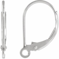 950T Solid Platinum Plain Basic Leverback Earrings w/Ring 2pc NEW