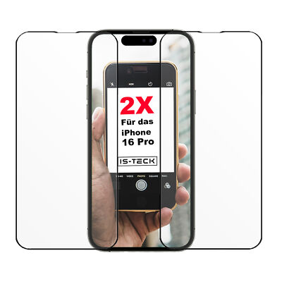 2x iPhone 16 Pro 3D Full Screen Cover Panzer Schutz Glas Displayschutz 9H