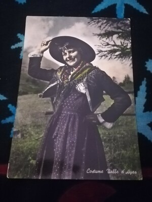 VAL D'AOSTA VAL D' AYAS - COSTUME - VINTAGE POSTCARD 1956 