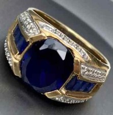 2Ct Oval Cut Lab Created Blue Sapphire Wedding Band Ring 14K Yellow Gold Plated
