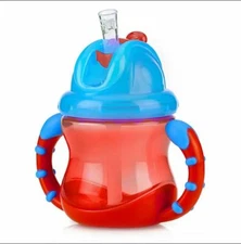Nuby Flip n sip 8 oz no spill sippy cup New red blue