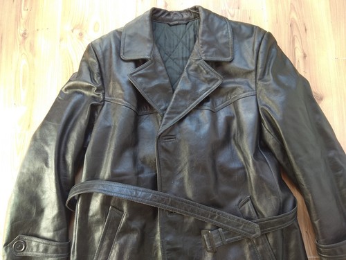 Vintage Soviet Military Uniform Leather Trench Coat KGB Officer USSR Police old - Picture 5 of 12
