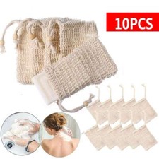 10PCS Natural Sisal Soap Bag Net Mesh Exfoliator Foaming Pouch Saver Shower Bag