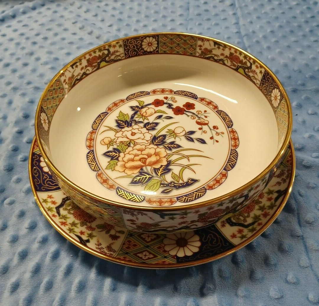 Vintage Imari Ware OMC Japan Plate and Bowl