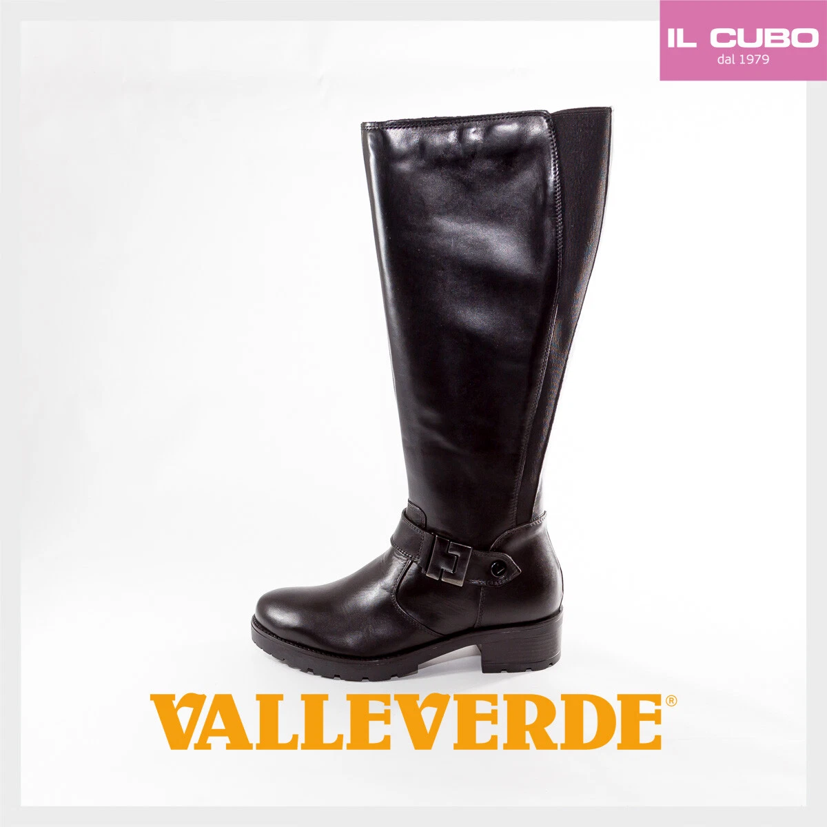 VALLEVERDE STIVALE DONNA PELLE COLORE NERO TACCO H 4 CM CON LAMPO