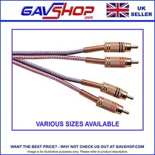 Image of Pro Gold Plated 2x Phono to 2x Phono Audio RCA Leads cable 0.5m 1m 1.8m 2m 4m 5m