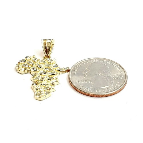 10k yellow gold nugget Africa continent outline map pendant charm jewelry 2.1g - Picture 3 of 12