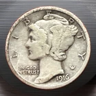 1916 P Mercury Dime 10C Cents Coin Silver, VF++/XF! 3040