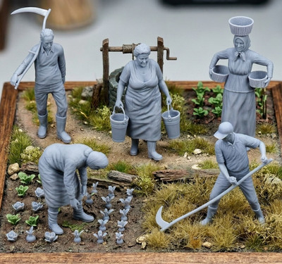 Farmer / Bauern Figuren Set - 3D Druck Miniaturen - 1:24, 1:35, 1:48, 1:72, 1:87