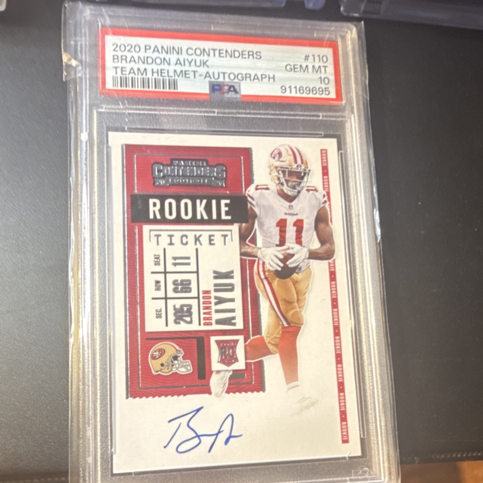 Panini Contenders Brandon Aiyuk Rookie Auto #110/225 PSA 10 49ers 2020