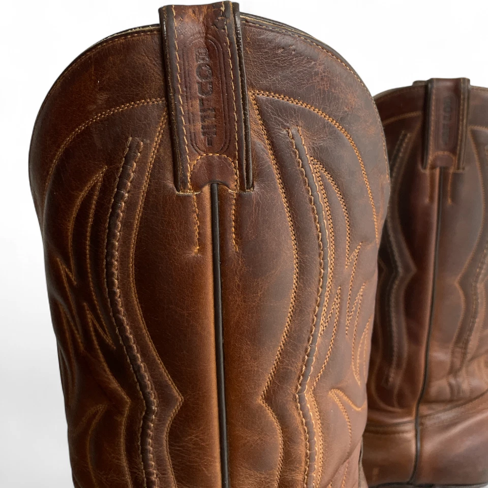 Boulet Brown Leather Western Cowboy Biker Boots Men's 9.5 NO TARIFF FEES - Image 2 of 4