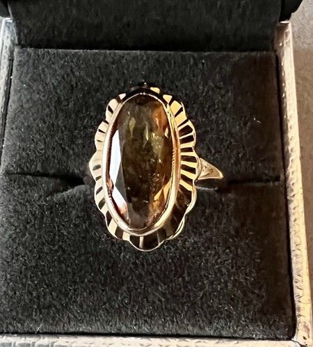 9ct Gold Citrine Dress Ring Size L - Picture 10 of 11