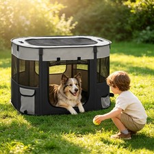 Foldable Pet Dog Playpen Portable Pet Exercise Pen Indoor/Outdoor Travel Camping