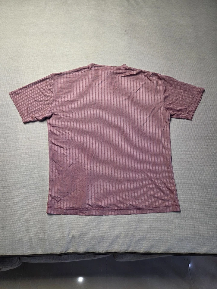 Camiseta Domani Platino Acanalada Talla XXL Unisex Roja Rayas Mangas Cortas Cómoda Top Foto 4 de 4