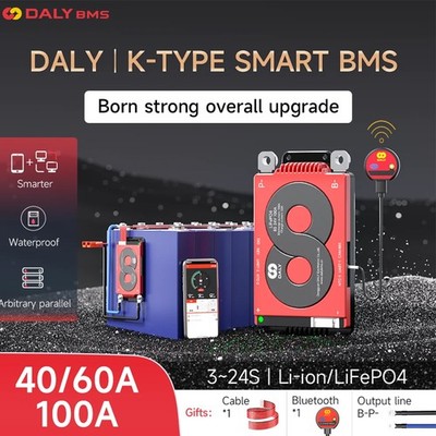 Daly Smart BMS 3S-16S 12V-60V 40A-100A Li-ion LiFePo4 w/Balance Bluetooth AUK DE