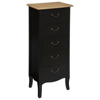 Schubladenkommode Kommode Mit 5 Schubladen 45 X 30 X 113 Cm Schwarz Braun Deko