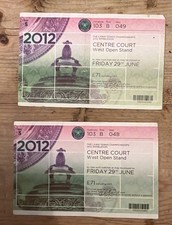 WIMBLEDON 2012 CENTRE COURT 2nd Row! Ticket Stub 29th June, Federer played & won