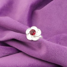 Round Red Garnet Stone Band Wife Ring Jewelry Size All Size 925 Sterling Silver
