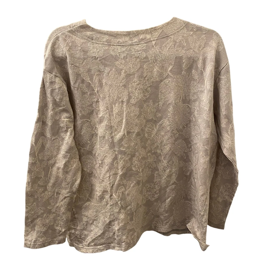 Plantation Issey Miyake Floral Jacquard Long Sleeve Top Medium Beige Boxy Japan - Image 2 of 4
