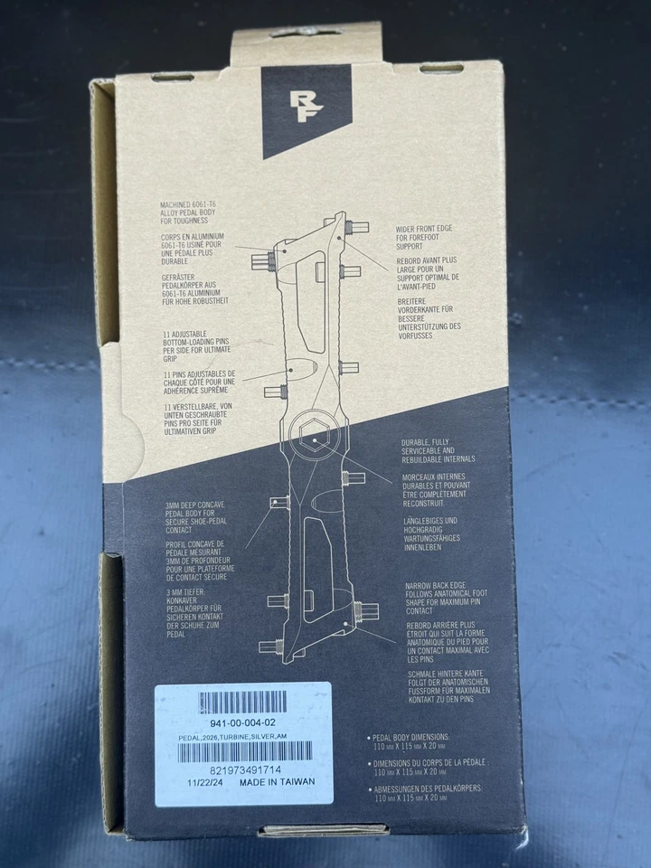 Pedais de mountain bike plataforma turbina face corrida MTB prata (novo) - Imagem 4 de 4