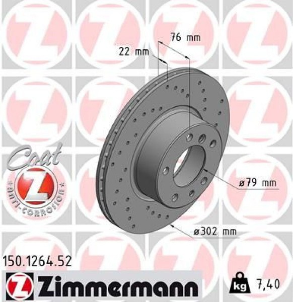 2X Bremsscheibe Zimmermann 150.1264.52 2 Bremsscheiben Vorderachse Vorne-image