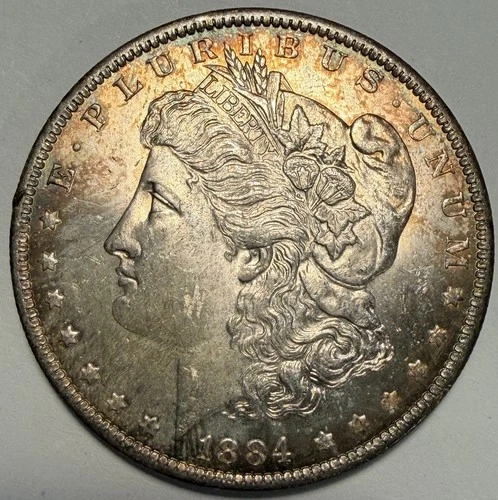 1884-O Morgan Silver Dollar, BU, Lightly Toned