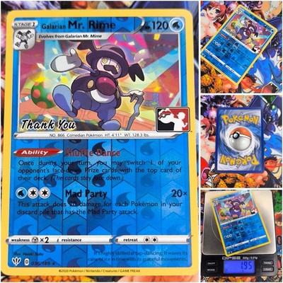 Pokemon Galarian Mr Rime   Nm Promo Thank You + Stamp Og Darkness Ablaze 2020