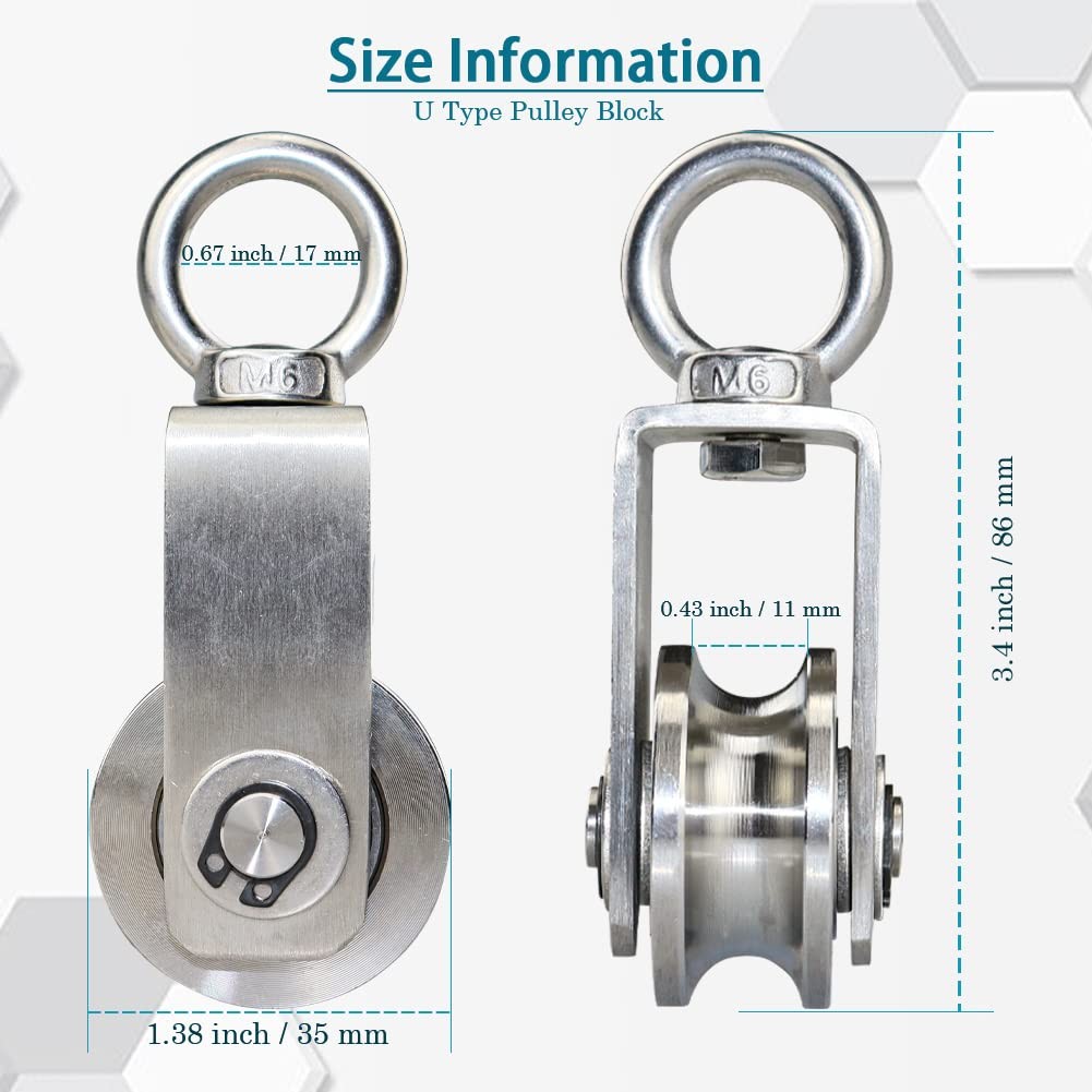 Cable Pulley Wheel Stainless Steel Swivel Block Silence Rotation... 