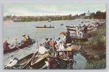 Busy Regatta Scene Rowboats Boats Chester England Postcard