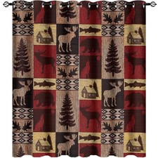 INSFBRB Rustic Cabin Curtains,Vintage Farmhouse Hunting Theme Moose Bear Elk ...