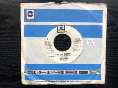 Jim Croce TIME IN A BOTTLE 1973 ABC PROMO 45 rpm single Mono/Stereo VG