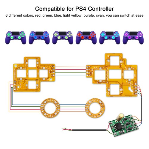 6‑Color Luminated D‑Pad Thumbsticks Dtf Led Buttons Kit For Controller AM - Afbeelding 13 van 21