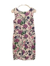 Talbots Women’s Floral Purple White Cotton Shift Midi Dress Size 4 Small Resort