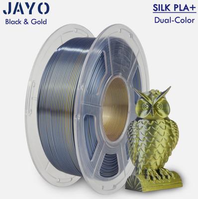 Dual-Color Black & Gold SILK PLA+ 1.1kg 1.75mm 3D Printer Filament Shiny