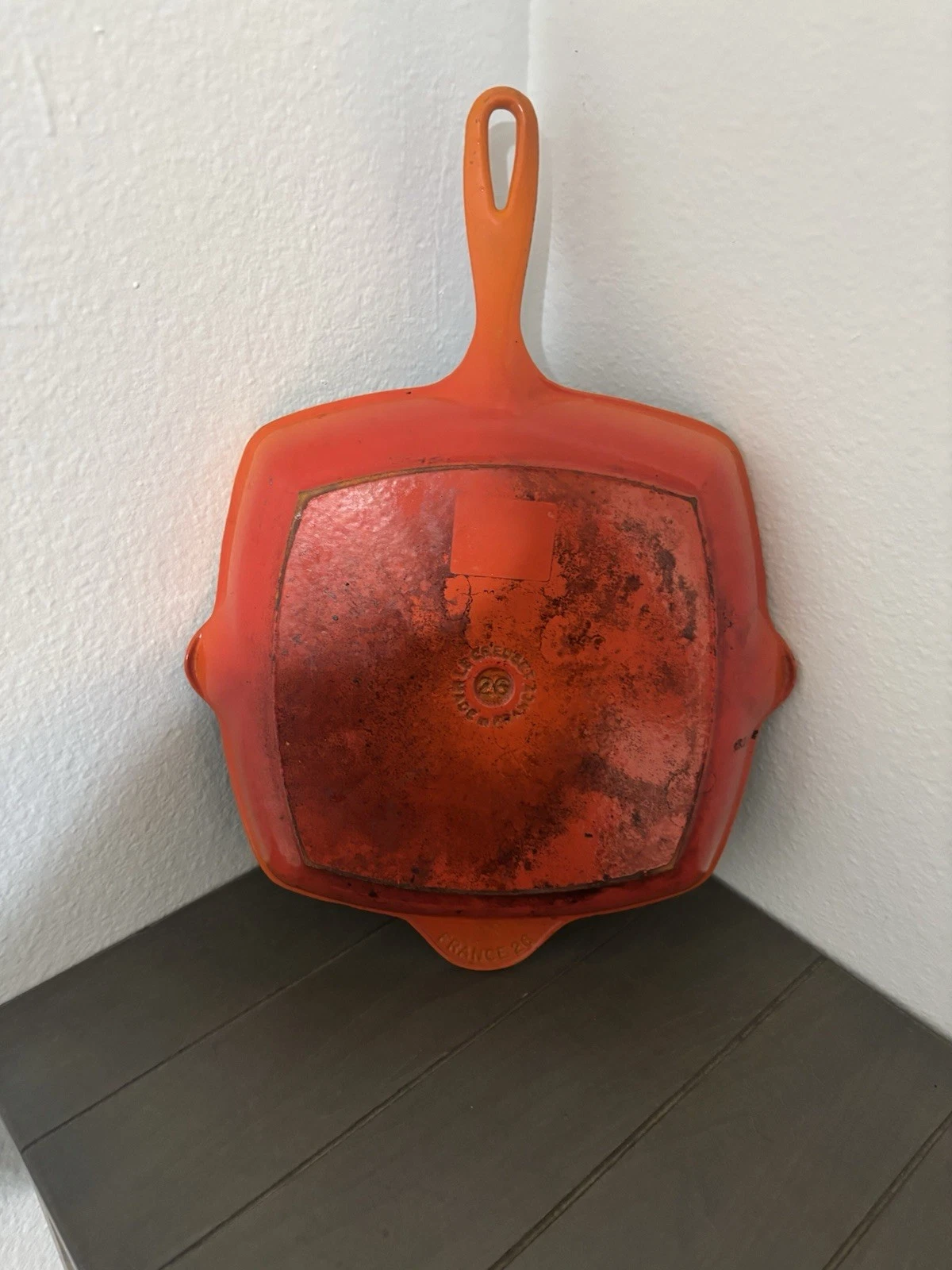 Le Creuset 26cm Square Cast Iron Enamel Skillet/Griddle Pan Orange