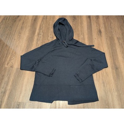 Athleta XS Blue Knit Hoodie Drawstring Pullover Sweater Top
