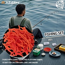 100Pcs Soft Silicone Worms Fishing Lures Kit with Hooks, Swivels Line Tyer
