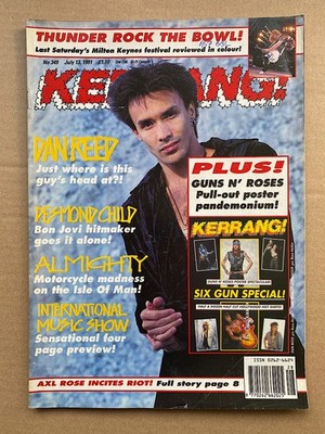 DAN REED NETWORK KERRANG NO.349 MAGAZINE JULY 1991 DAN REED COVER+GNR SPECIAL UK