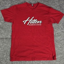 Hilton Swimming & Diving Graphic T Shirt Men L Red White 100% Cotton