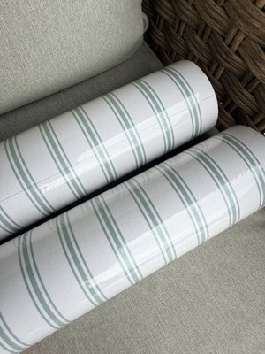2 Laura Ashley Farnworth Stripe Sage Green Wallpaper
