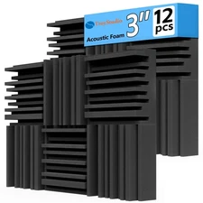 Thick Acoustic Foam Panels, 12 X 12 X 3 Inch 12 Pcs Broadband Sound Absorbing...