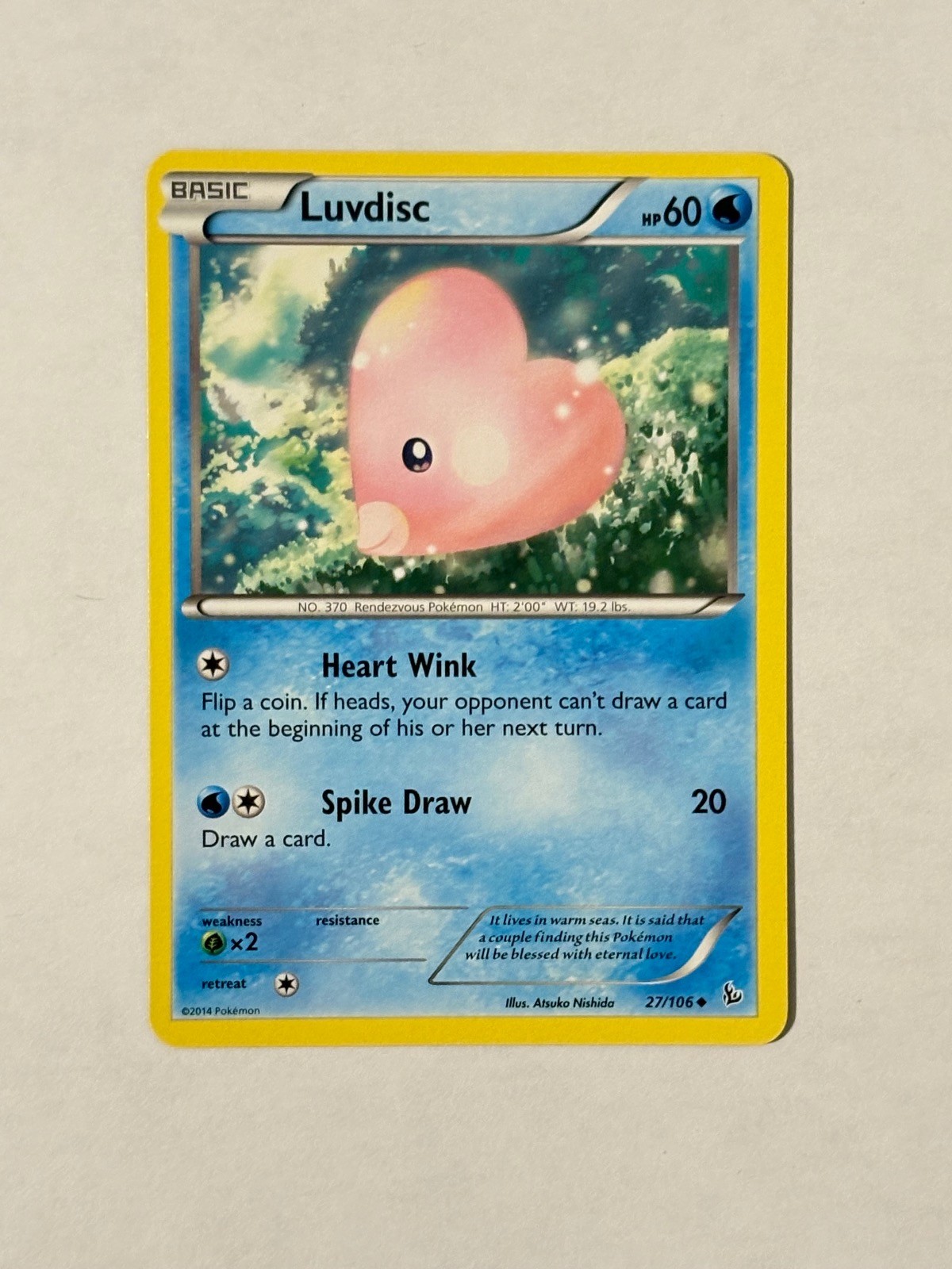 Luvdisc 27/106 Uncommon Flashfire Pokemon Moderately Played