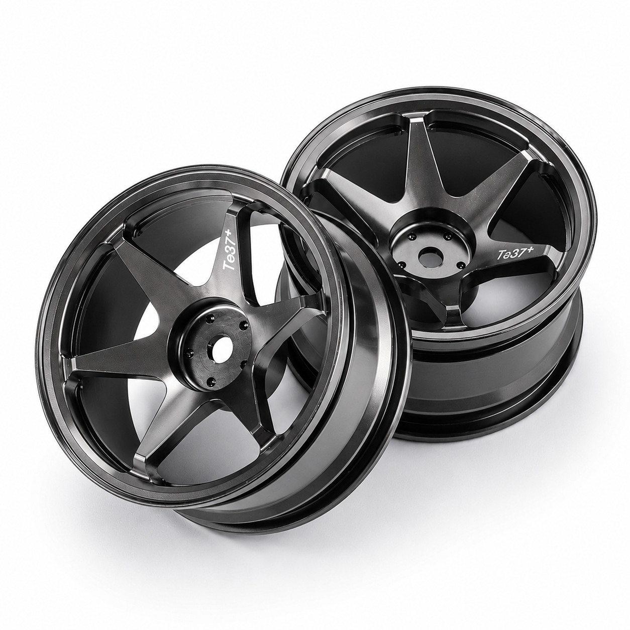 RCW 1/10 Metal DRIFT Wheels TE37 RIMS 6mm Offset LIGHTWEIGHT -SILVER-