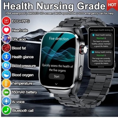 Smartwatch Herren Damen mit EKG PPG Blutdruck Körperanalyse Gesundheit HD Anruf